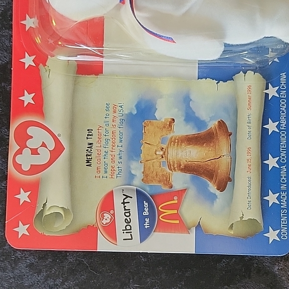 TY 2000 McDonald's Teenie Beanie America Trio Libearty the Bear - Picture 2 of 4